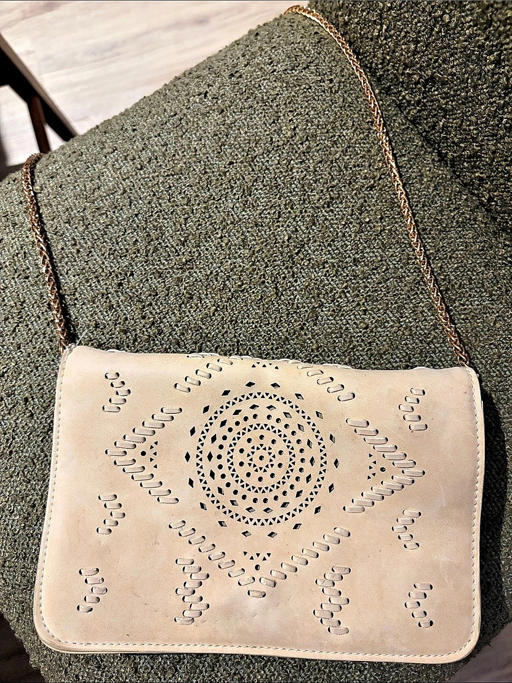 Geometric Crossbody Bag in Beige